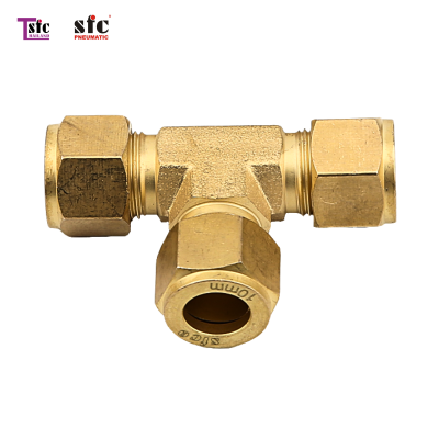 ฟิตติ้งทองเหลืองตัวที เสียบสายสามทางตาไก่