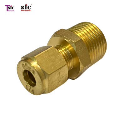 ฟิตติ้งทองเหลือง ต่อตรง เสียบสายตาไก่ เกลียวนอก